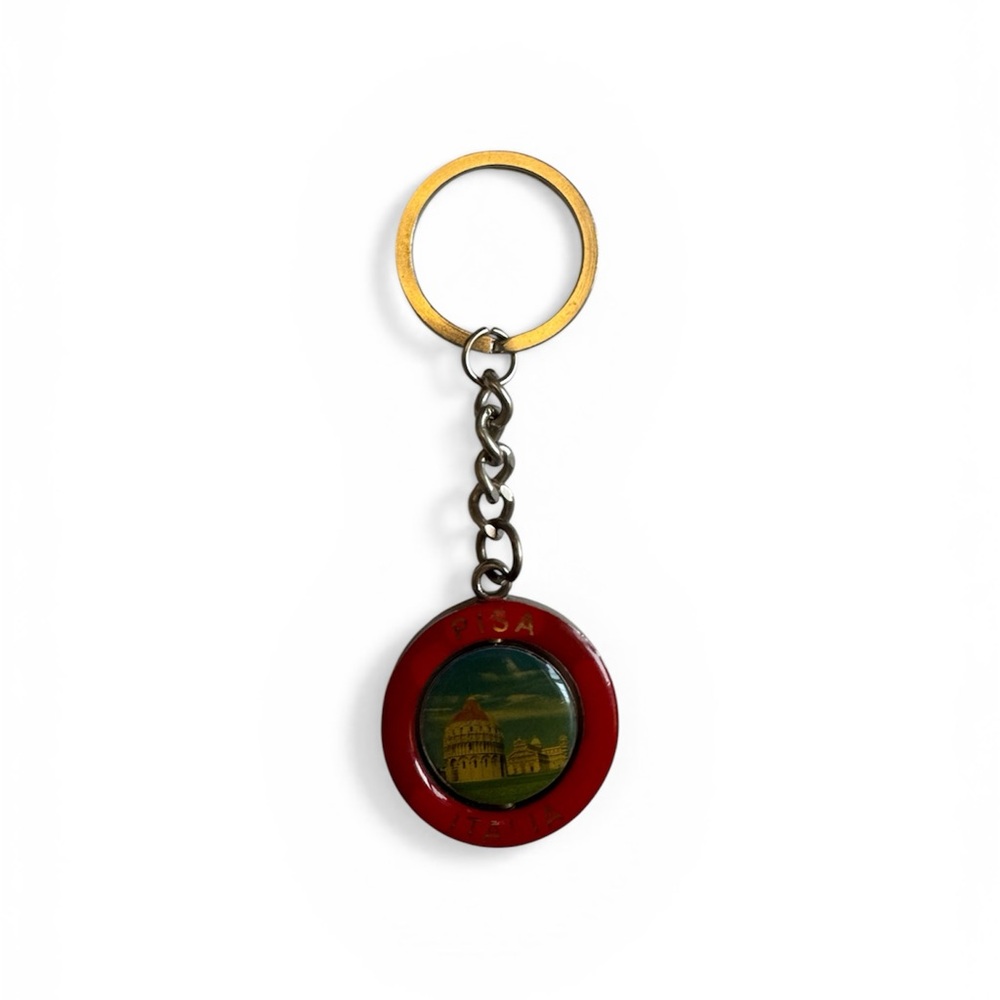 Pisa Italy Silver and Red Keychain